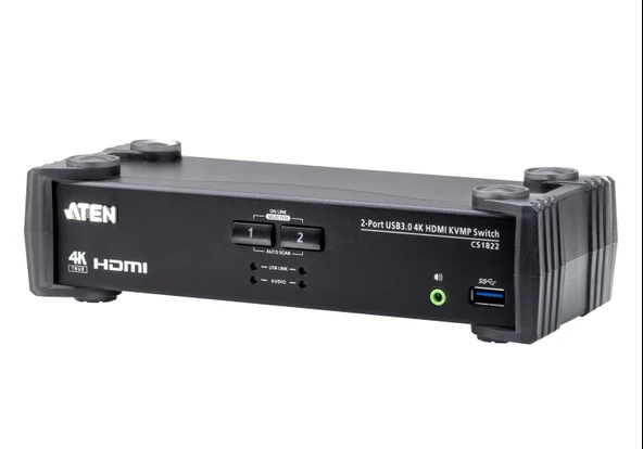 2-Port USB 3.0 4K HDMI KVMP™(Keyboard/Video Monitor/Mouse) Periferi (Çevre Cihazlarla (USB) Bağlantı Kurabilir), Ses Mikser mod özelliği<br>
2-Port USB 3.0 4K HDMI KVMP™ Switch with Audio Mixer ürün görseli 1