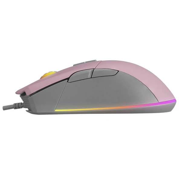Rampage SMX-R21 COMPACT Usb Pembe/Gri RGB Işıklı+Macro 7200dpi / 1000hz Gaming Oyuncu Mouse Rampage - Resim 4