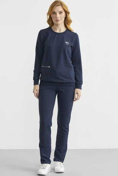 Sıfır Yaka Cepli Eşofman Takım - Lacivert ürün görseli 1