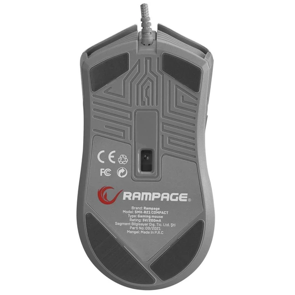 Rampage SMX-R21 COMPACT Usb Pembe/Gri RGB Işıklı+Macro 7200dpi / 1000hz Gaming Oyuncu Mouse Rampage - Resim 6