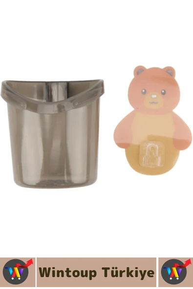 Dayanıklı Asılabilir Kolay Montaj Mutfak Banyo Küçük Eşya Çocuk Odası Sevimli Ayı Figürlü Organizer - Resim 2