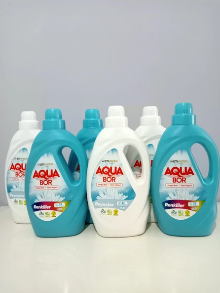 AQUA BOR DOĞAL MİNERALLİ SIVI ÇAMAŞIR DETERJANI RENKLİLER-BEYAZLAR(6 ADET) - Resim 2