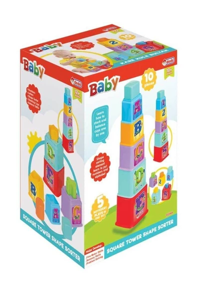 Renkli Kare Kule Bultak Çocuk Gelişim Seti, Eğlenceli ve Öğretici 10 Parça - Resim 3