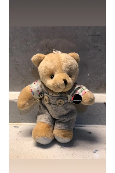 Sevimli Elbiseli Tulumlu Ayıcık Peluş Oyuncak Anahtarlık Uyku Arkadaşı Hediyelik 12 CM ürün görseli 1