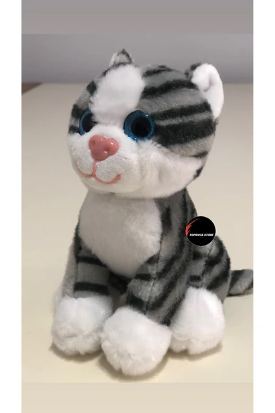 Sevimli Peluş Kedi Oyuncak Hediyelik Uyku Arkadaşı Renkli Gözlü 15 cm - Resim 2