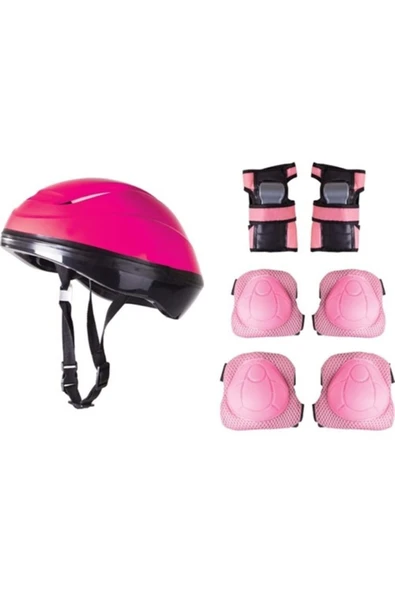 Pembe Bisiklet Scooter Kask Dizlik Dirseklik Koruyucu Set Pembe ürün görseli 1
