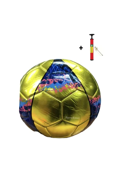 Parlak Dikişli Futbol Topu 5 Numara Şişirme Pompası Hediyeli ürün görseli 1