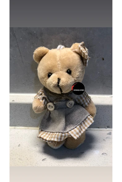 Sevimli Elbiseli Tulumlu Ayıcık Peluş Oyuncak Anahtarlık Uyku Arkadaşı Hediyelik 12 CM ürün görseli 1
