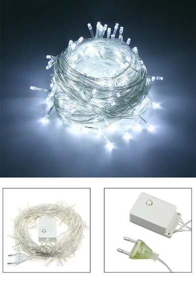 10 Metre 100 Ledli 8 Fonksiyonlu Yılbaşı Süsü Dekor Led Işık - Resim 3