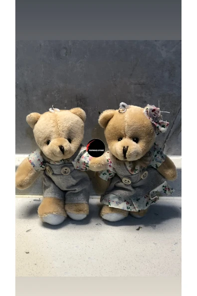 Sevimli Elbiseli Tulumlu Ayıcık Peluş Oyuncak Anahtarlık Uyku Arkadaşı Hediyelik 12 CM Sevgiliye Eşe ürün görseli 1