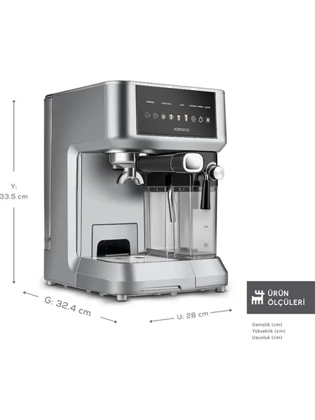 Karaca Mycaffe Barista S10 Entegre Süt Hazneli Otomatik Espresso Latte ve Cappuccino Mak. Galaxygrey - Resim 10