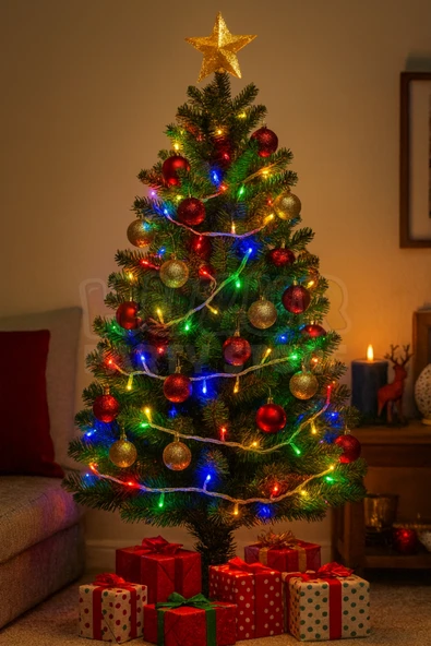 Karışık Renkli Işıklı Yılbaşı Ağacı Işığı Süsü Led 10 Metre Kablolu Fişli 100 Ledli 8 Modlu Mix - Resim 3