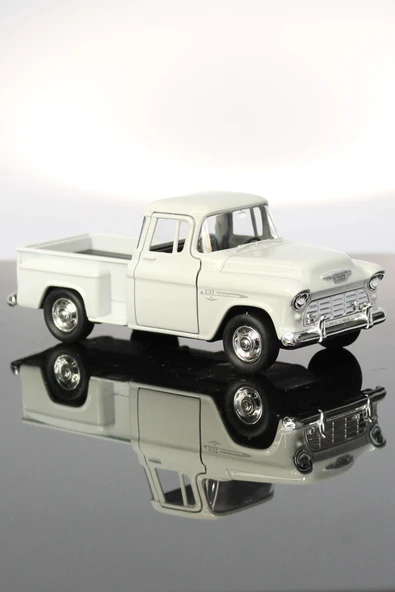 1955 Chevrolet Stepside Beyaz Kamyonet Çek Bırak Metal Model Oyuncak Araba 12 Cm ürün görseli 1