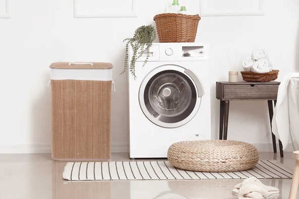 Bambu Kirli Çamaşır Sepeti Dikdörtgen Büyük Boy Kirli Sepeti Katlanır - Resim 5