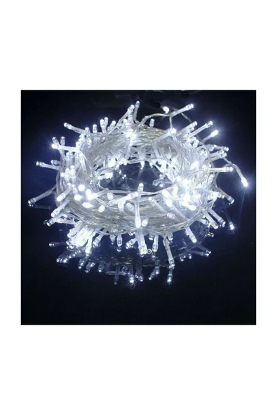 Yılbaşı Ağacı Işığı Beyaz Led Işık Fonksiyonlu 10m 100 Ampül - Resim 2