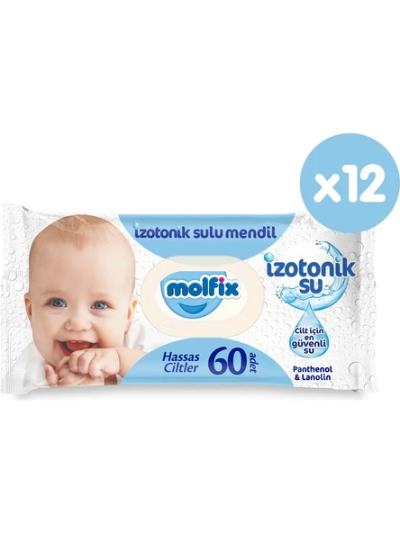 Molfix İzotonik Sulu Hassas Ciltler 60 Yaprak 12'li Paket Islak Mendil ürün görseli 1