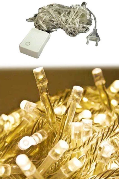 100 Ledli Fişli Led, Dekor Lambası 10m Günışığı Yılbaşı Ağacı Işığı - Sarı ürün görseli 1