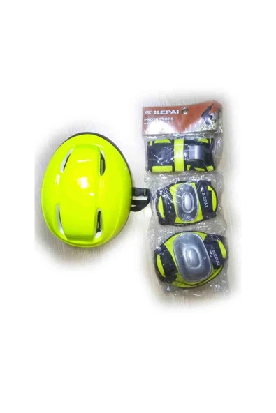 Sarı Kask Dizlik Dirseklik Eldiven Koruyucu Set ürün görseli 1