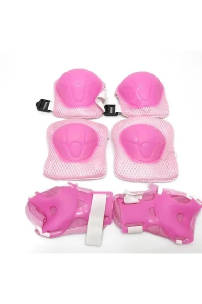 pembe renk 6'lı Yüksek Korumalı Paten,Scooter,Bisiklet Koruma Set Dizlik Dirseklik  Koruyucu Set ürün görseli 1