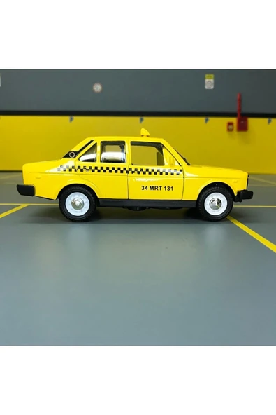 Murat 131 Taksi 1/36 Ölçek *c&c Model Garage* Çek Bırak Diecast Metal Model Oyuncak Araba - Resim 3