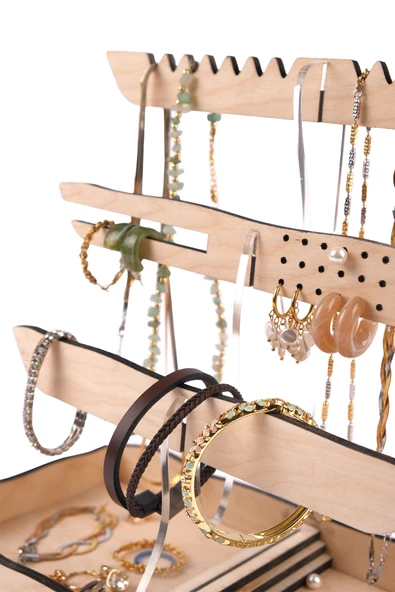 Modern Dekoratif Ahşap Çok Amaçlı Takı, Aksesuar Standı - Resim 9