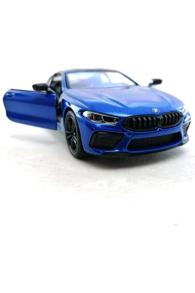 BMW M8 Diecast Çek Bırak Model Araba 1:34 Ölçek Mavi - Resim 2