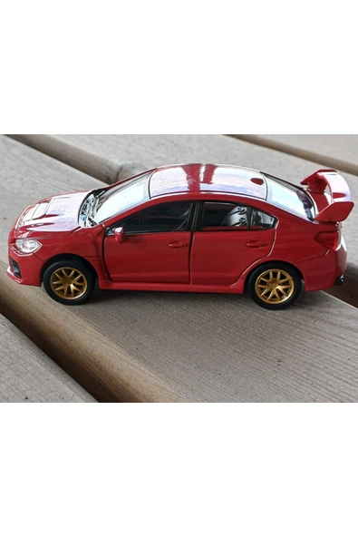 Lisanslı Subaru WRZ STI Çek Bırak Model Metal Araba (1:36) 43693D Kırmızı - Resim 2