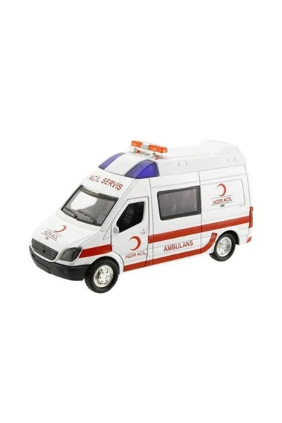 Metal Sesli Işıklı Ambulans Çek Bırak ürün görseli 1