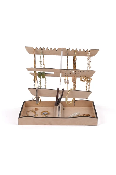 Modern Dekoratif Ahşap Çok Amaçlı Takı, Aksesuar Standı - Resim 8