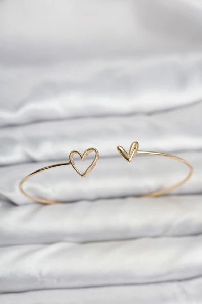 Kalp Model Gold Renk Bileklik - Resim 2