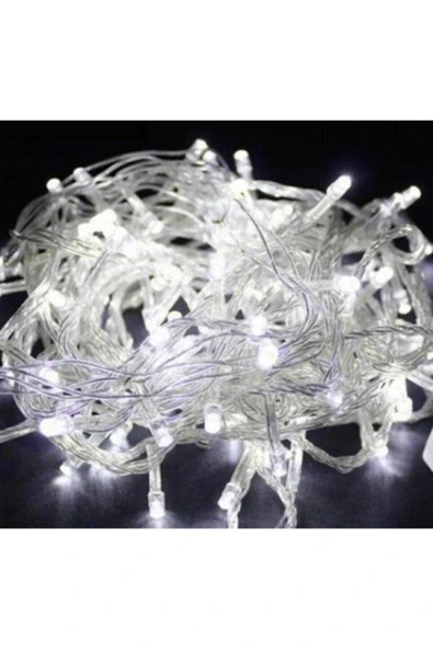 8 Fonksiyonlu 100 Ledli 10 M Fişli Led Dekor Lambası Beyaz Renk Dekoratif Yılbaşı Ağacı Işığı Led - Resim 3