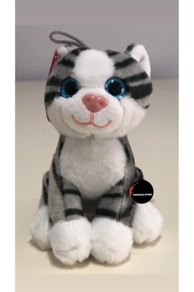 Sevimli Peluş Kedi Oyuncak Hediyelik Uyku Arkadaşı Renkli Gözlü 15 cm ürün görseli 1