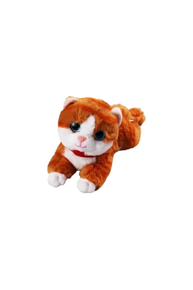 Miyavlayan Sesli Kedi Peluş Oyuncak Uyku Arkadaşı Hediyelik Peluş Yatan Kedi 35 cm ürün görseli 1