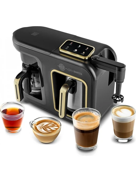 Karaca Hatır Plus Barista Steel 6 In 1 Çelik Cezveli Konuşan Közde Türk Kahve Makinesi Mineral Gold ürün görseli 1