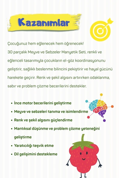 Oyuncakstatıon 30 Parça Manyetik Meyve Ve Sebzeler - Resim 3