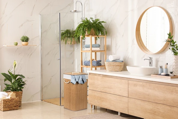 Bambu Kirli Çamaşır Sepeti Dikdörtgen Büyük Boy Kirli Sepeti Katlanır - Resim 2