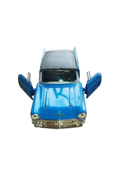 Lisanslı 1957 Chevrolet Bel Air Çek Bırak Model Metal Araba (1:36) MAVİ ürün görseli 1