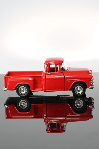 1955 Chevrolet Stepside Kırmızı Kamyonet Çek Bırak Metal Model Oyuncak Araba 12 Cm - Resim 3