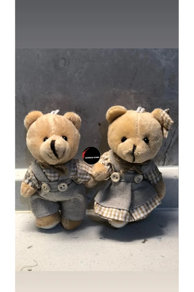 Sevimli Elbiseli Tulumlu Ayıcık Peluş Oyuncak Anahtarlık Uyku Arkadaşı Hediyelik 12 CM Sevgiliye Eşe ürün görseli 1