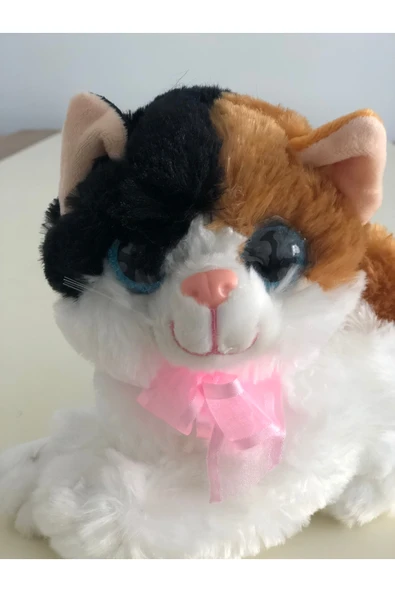 Sesli Miyavlayan Peluş Kedi Oyuncak Hediyelik Uyku Arkadaşı 30 cm - Resim 2