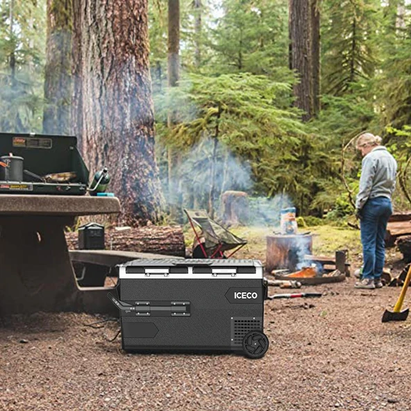 ICECO K75D 12/24Volt 75Lt Akülü/Kablolu/ Çift Bölmeli Kompresörlü Outdoor Oto Buzdolabı/Dondurucu (Akü Dahil Değildir) - Resim 4