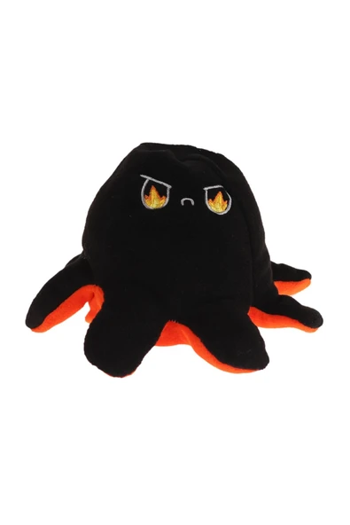 Turuncu Siyah Kızgın Üzgün Ahtapot Peluş Yastık - Resim 2