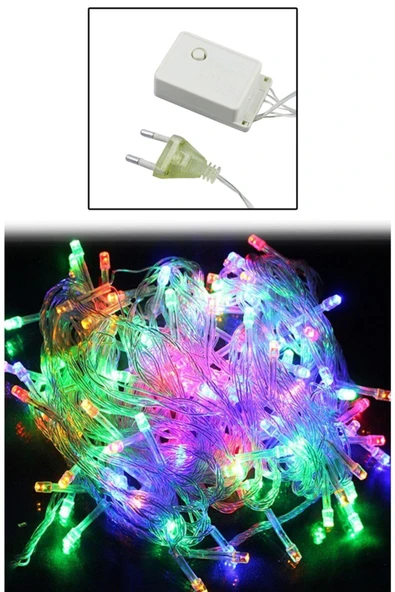 Renkli Işık Zinciri 10 Metre 100 Ledli 8 Fonksiyonlu Fişli Rgb Led Lamba - Resim 2