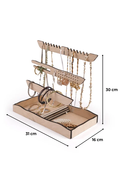Modern Dekoratif Ahşap Çok Amaçlı Takı, Aksesuar Standı - Resim 3