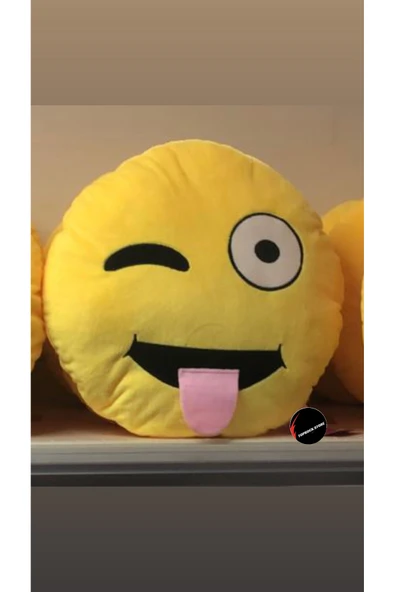 Dil Çıkartan Emoji Yastık 35 Cm Büyük Boy Hediyelik Uyku Arkadaşı ürün görseli 1
