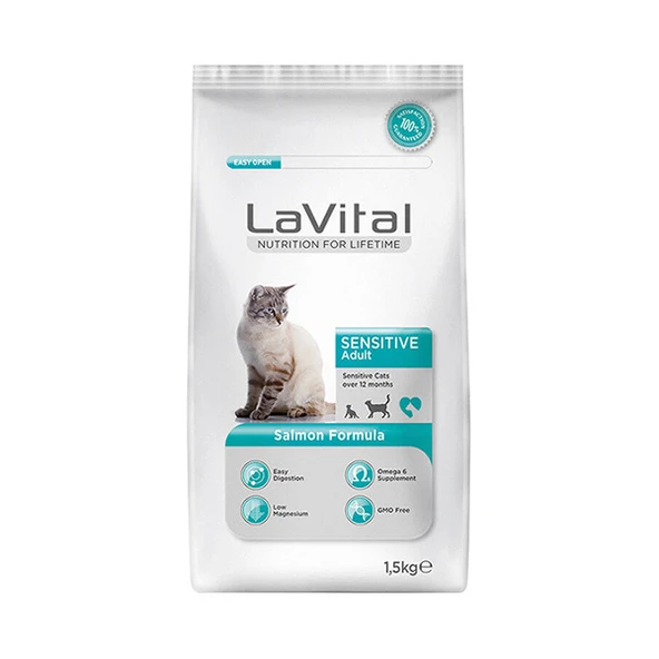 Lavital Sensitive Somonlu Yetişkin Kedi Maması  Yetişkin (1 - 7 Yaş) 12 Kg Hayır ürün görseli 1
