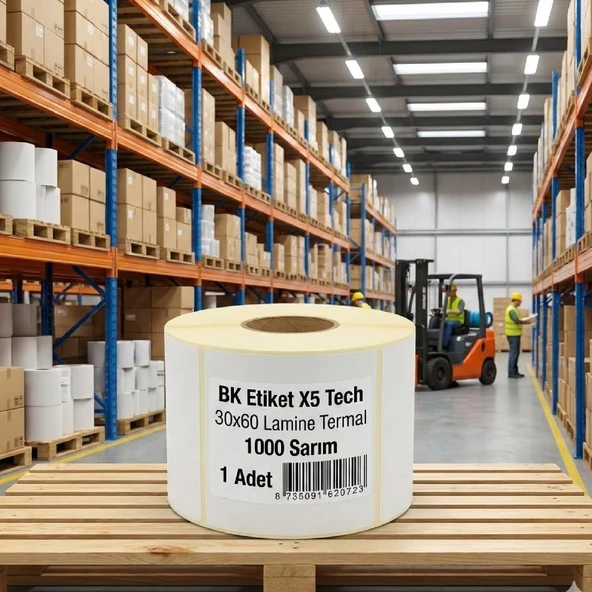 BK Etiket X5 Tech 30x60 Lamine Termal Barkod Etiketi 1000 Sarım 1 Adet ürün görseli 1