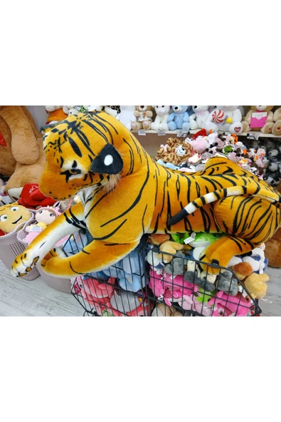 Kaplan yatan peluş oyuncak 100 cm - Resim 3