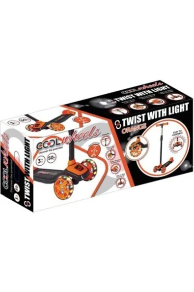 3+ Yaş Turuncu Twist Led Işıklı 3 Tekerlekli Ayarlı Scooter 3 Turuncu - Resim 2