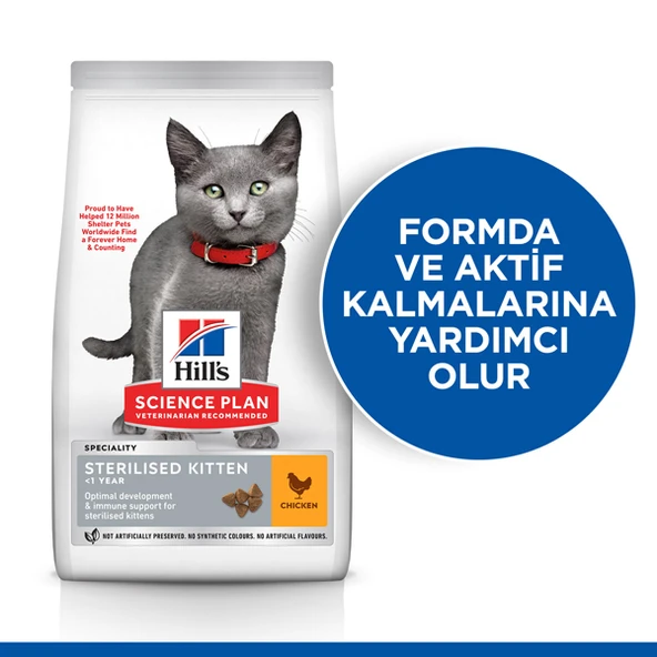 Hills Sterilised Kitten Tavuklu Kısırlaştırılmış Yavru Kedi Maması  10 Kg - Resim 2